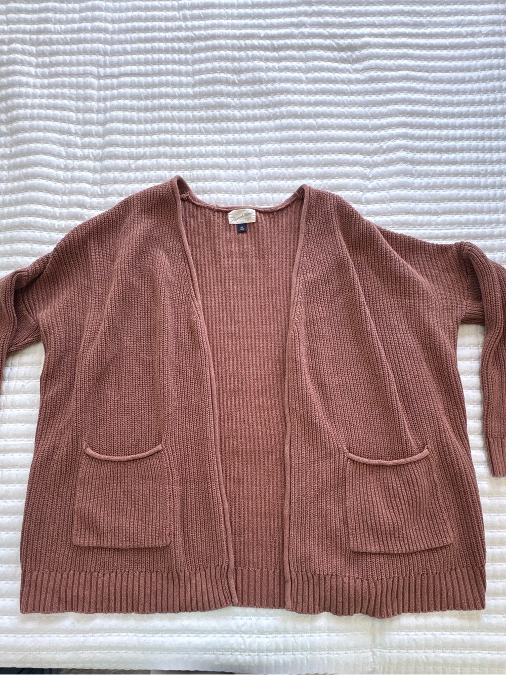 Universal Thread Dusty Rose Open-Front Ribbed Cardigan - Picture 2 of 5